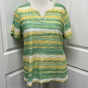 Alfred Dunner Embellished Short Sleeve Shirt Medium